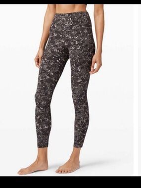 Lululemon Align Printed High-Waist Performance Leggings - Black/Gray Floral